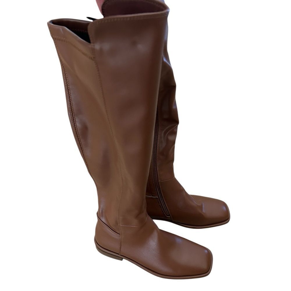 TORGEIS Women's Genevieve Thigh High Boots, Cognac, Size 7.5, NWOT
